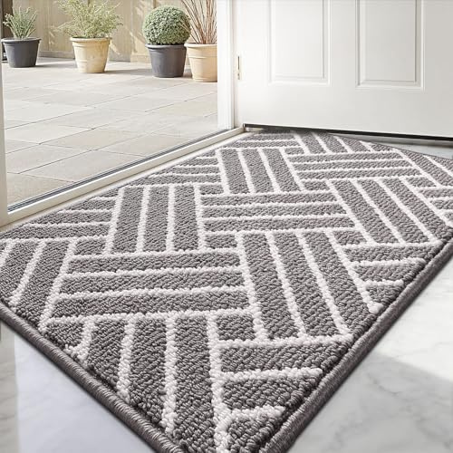 Sour Lemon Fußmatte 50x80cm – rutschfeste & Waschbare Schmutzfangmatte – Linienmuster Hochsaugfähige Türmatte für Innen und Außen,Eingang & Haustür,Hund,Küche,Patio, Flur, Garten