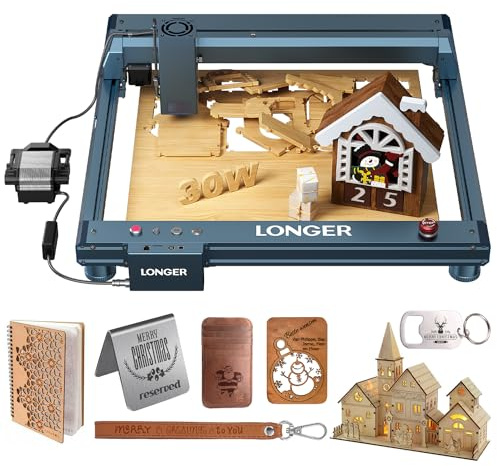 LONGER Laser Engraving Machine B1 30 W Laser Engraver & Cutter with Auto Air Assist, 600 mm/s Fast, DIY for Wood, Metal, Leather, Acrylic, Working Area 450 x 440 mm