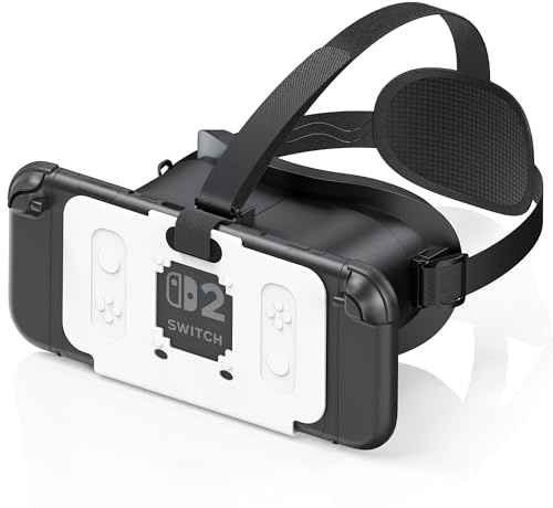 Cuffie VR per Nintendo Switch 2 (2025), Switch 2 occhiali per realtà virtuale VR con lenti HD regolabili e comoda cinghia per la testa, kit Labo VR per accessori Switch 2, nero e bianco