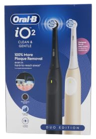 Oral-B iO 2 Cepillos de Dientes Eléctricos, Negro y Rosa, Pack de 2