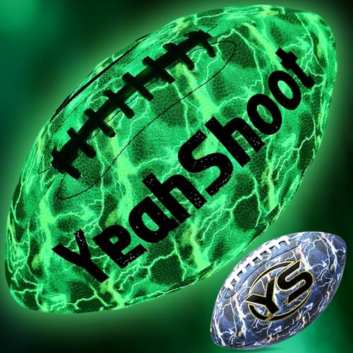 YeahShoot Size 9 Glow in the Dark American Football - Features Premium Fluorescent Material to Be 100% Brighter in Total Dark, Ideal for Night Rugby & Football, Cool Teen & Adult Gift