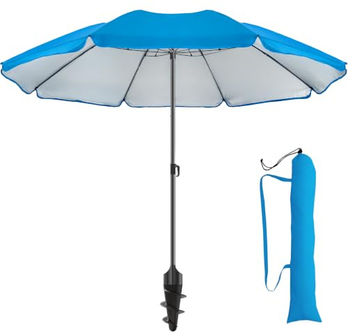 Menz Sonnenschirm Strand UPF 50, Ø 180 cm, Fb. Blau