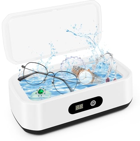 Pulitore Ultrasuoni, 49000Hz Ultrasonic Cleaner, 640ml Lavatrice Ultrasuoni, Pulitore Ultrasuoni Apparecchio Denti, per Pulizia Gioielli, Protesi dentali, Occhiali, orologi, Anelli
