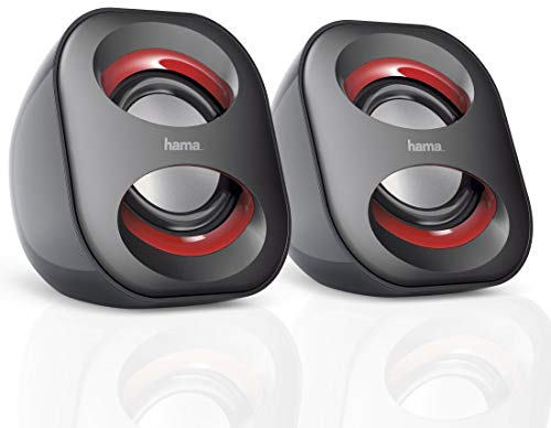 Hama PC Lautsprecher Sonic Mobil 183 (USB 3.0, 3,5 Mm Klinke, 3 W, Aktive Boxen Für Computer, Laptop, Notebook, Smartphone, Tablet) Schwarz/rot