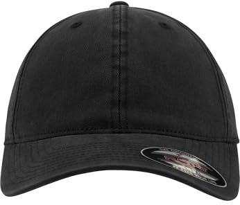 Flexfit - Gorra de béisbol Unisex, con Acabado de algodón Lavado, Unisex, Garment Washed Cotton Dad Hat, Negro, Small/Medium