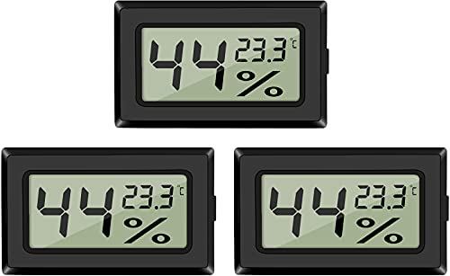 EEEKit 3 Hygromètres Thermomètres, LCD Digital Mini Indicateur de Température et Humidité pour Serre Voiture Bureau, Noir