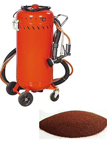 Combiné Sableuse Aérogommeuse Aspirateur mobile 106L intérieur/extérieur + Sac 25kgs d'Abrasif Garnet Mesh 80A+