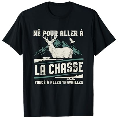 T-Shirt Chasse pour Homme Sanglier Cadeau Chasse Hommes T-Shirt