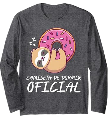 Camiseta de dormir oficial I Lindo perezoso en un donut Manga Larga