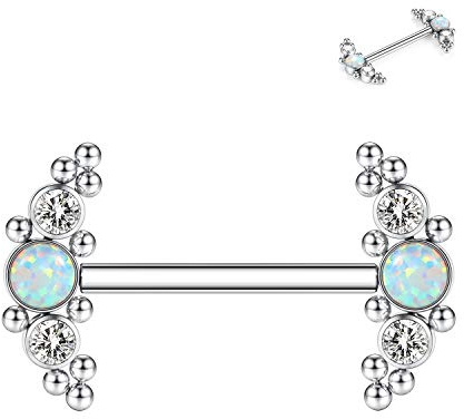 hengkaixuan G23 - Piercing per capezzolo in titanio 14 G, con filettatura interna, gioiello da donna, 16mm, Titanio, Non pietra preziosa
