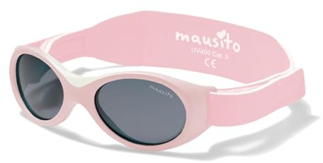 Mausito Lunettes de soleil bébé 0-18 mois bandeau ajustable et souple, monture flexible | Lunettes de soleil enfant avec protection 100% UV400 & sans BPA | Design européen moderne, maintien parfait