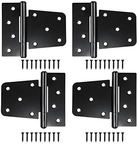 4 Stück Scharniere Klappbar Edelstahl, Scharnier Edelstahl füR HolztüRen, Scharnier Gartentor, Türscharniere für Holztüren, Scharniere Schwerlast für Holztür, Gartentor, Aussen (Schwarz)