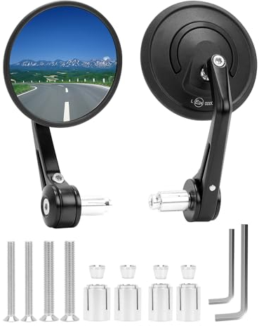 SUPAREE Motorrad Spiegel Universal Motorrad Spiegel e-geprüft lenkerendenspiegel e geprüft rund 360°Drehbar mit Robuste Aluminiumlegierung Kompatibal für Scooter Roller ATV