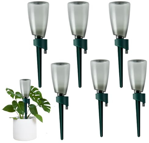 6 piezas de dispositivos de riego de planta automática con botellas de 500 ml de 500 ml, sistema de riego por goteo con válvula de liberación lenta ajustable para plantas interiores y exteriores