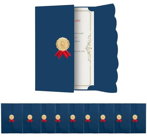 10pcs A4 Certificate Holders Professional Certificate Sleeves Honor Certificate Cover Diploma Covers Tri-Fold Document Covers Graduation Diploma Folder Diploma Holder Certificates Cover for A4 Paper