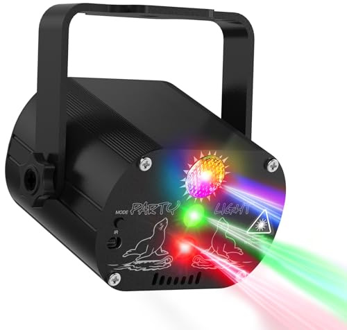 Luz de fiesta Tyonto con disco LED inalámbrico, batería de 4500 mAh y controlada por música. Proyector de 60 patrones, efecto estroboscópico, control remoto y cable USB de 2 m, ideal para fiestas