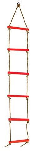 Tomedny Échelle de Corde, échelle d'escalade Suspendue, Corde d'escalade intérieure avec Six Sections, Accessoires de cabane dans Les Arbres, équipement de Jeu extérieur pour la Maison et (Rouge)