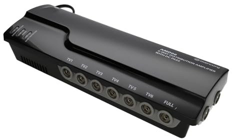 6 Way 4G Ready VHF UHF TV Aerial Distribution Powered Amplifier & DC By-Pass [6 way]