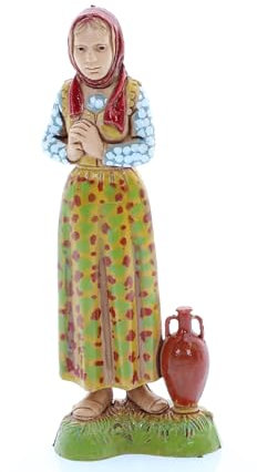 Moranduzzo Woman with Amphora for Nativity Scene 10 cm 1:20 Scale - Indestructible Nativity Figures - 700' Style, Hand-Finished Painting, Official Product, Made in Italy, Sculptor M. Landi