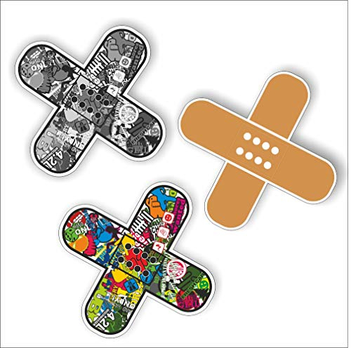 Folien-Zentrum - 3 Aufkleber Set - Pflaster 3 Stk. 8,5x8,5cm - hochwertiger Aufkleber Auto Tuning - OEM & JDM Autosticker - Lustige Sticker für Auto - Stickerbomb - Autoaufkleber - Made in Germany