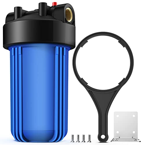 SimPure Whole House Water Filter Housing (DB10P), 10 x 4.5 Sediment Carbon Filter Universal Housing, Pre-Filtration System for Well and City Water, 1 NPT Port, Pressure Release