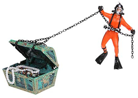 Bestgle Tesoro Subacqueo Cacciatore Ornament Decorazione Acquario con Moving Treasure Decorazione Galleggiante per Acquario per I Pesci D'acquario Decorazione Ad Aria