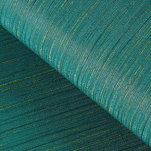 FunStick 40CM x 6M Tapete Selbstklebend Leinen Textur Selbstklebende Tapete Grün Gold Tapeten Wohnzimmer Modern Hell Abwaschbare Mustertapete Schlafzimmer Petrol Klebefolie Möbel Stoff Möbelfolie