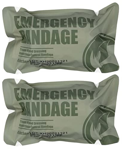 RHINO RESCUE 4in Notfall-Verband, Gepresste Wunde, Medizinische Sterile Abriegelung, Medizinische Verbandskisten mit IFAK (2 PCS)