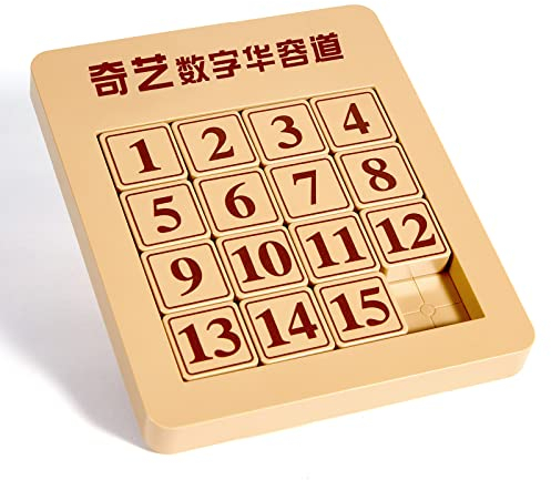 ROXENDA Klotski Puzzle, 4x4 Sliding Block Magnetic Klotski Puzzle Educational Toy Math - Intelligence Number Logic Game Brain Teaser Toy for Kids (4x4)