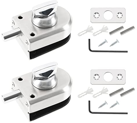 eMagTech 2PCS Serratura per porta in vetro 304 in acciaio inox Piano di chiusura Bullone di blocco a terra Cancello di chiusura per 10-12mm Spessore Porta di vetro Bagno Toilette Shop Company