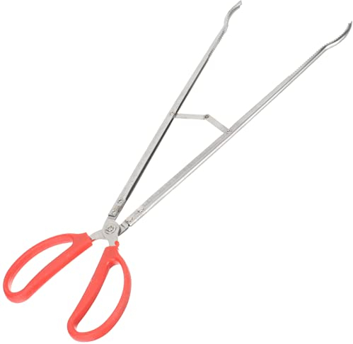 Cabilock Feuerstelle Werkzeug Kaminzange Edelstahl Feuerzange Brennholzzange Greifzange mit Langem Griff Kohlenzange Werkzeug für Lagerfeuer Kaminöfen Feuerstellen Zubehör Feuerzangen