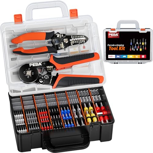 PEBA Pince à Sertir avec 24 Tailles Embout de Cablage kit, Pince a Sertir Cosse Electrique 0,25-10mm²/24-8 AWG pour Câble de Cosses, Pince Electricien - Pince Sertir Cosse -Pince a sertir electrique