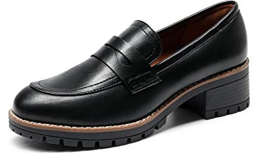 DREAM PAIRS Damen Klassische Loafer Bequeme Mokassins Slippers Business-Schuhe mit Dicker Sohle für Damen,Size 39,SCHWARZ-PU,SDLS2319W