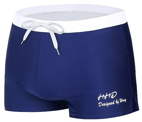 HHD® Maillot de Bain, Slip de Bain pour Homme en Bonne élasticité de materiau High-Tech Broderie Trunks Boxers Slip Short de Bain avec Avant Tie pour Plage/Sport/Natation/Plongée