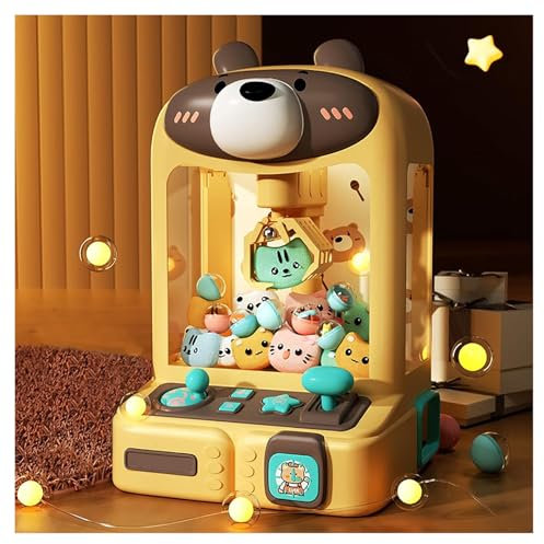 ARTSIM Claw Machine, Mädchen Spielzeug mit Interaktive Lichter,Musik,30*Plüschtieren,10*Gashapons, Greifer Spielautomat Geschenkartikel für Kinds ab 8 Jahren,Bear