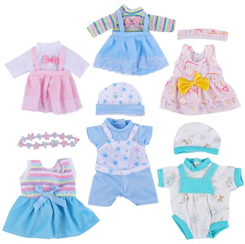 BABESIDE 6 Pcs Alive Baby Doll Clothes Set – Bitty Doll Clothes for 8-10 Inch Dolls & Toys, Cute Pretend Play Doll Outfits,Pretend Play Accessories for Girls Age 3+ (No Dolls)
