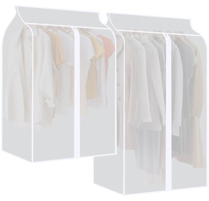 TIDEVAN Funda Protectora de Ropa para Ropa 2 Piezas Funda Ropa Armario PEVA a Prueba de Polvo 60x50x90 CM + 60x50x110 CM Funda Perchero para Guardarropa Adecuado para Traje Abrigo Chaquetas Jerséis