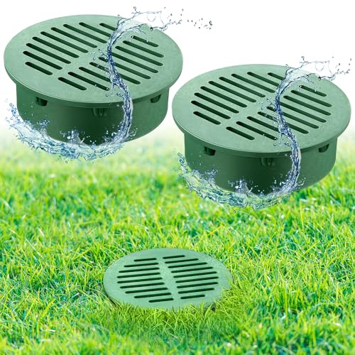 Meonum 2 Pack 6 in Round Drain Grate Covers, for Lawn, Walkways and Patio