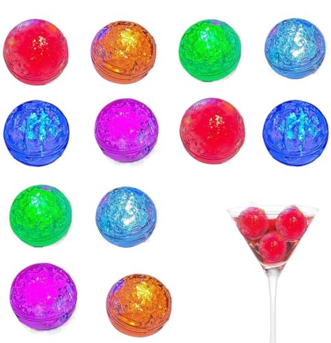 Illuminez des glaçons pour boissons, des glaçons incandescents - Changement de couleur - Lot de 12 lumières LED à changement de couleur - Soulevez votre boisson pour club, fête, anniversaire, mariage