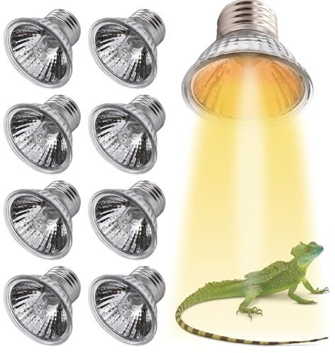 8 stycken reptiler värmeljus terrarium, reptiler terrarium, värmelampa, sköldpadda värmelampa, E27 UV-lampa för reptiles och lizards, 220 V 50 W för sköldpadda, ödla, akvarium, djurbostad