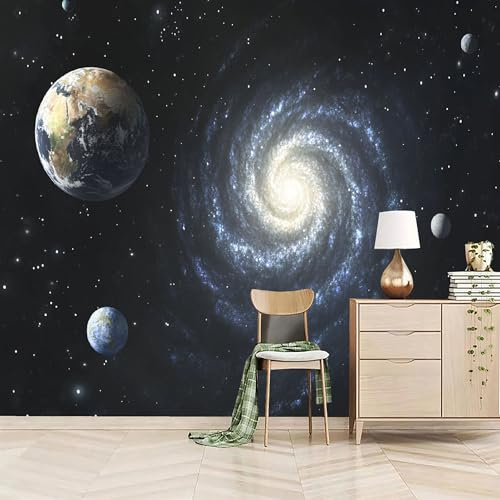carta da parati camera da letto 250x420cm Sistema Planetario carta da parati tessuto non tessuto Decorazione 3D su tela pittorica, senza interruzioni, per la parete principale della casa EB24-10484