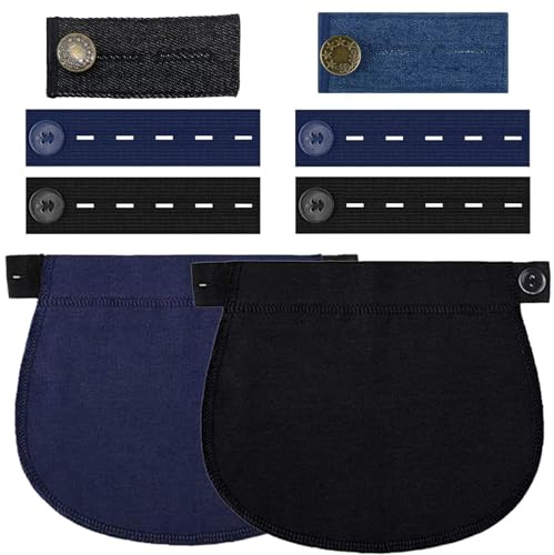 GWEOR 8 stycken byxband, elastisk byxförlängning graviditet, elastiska midjeförlängningar, midjeförlängning, knapp midja, justerbar förlängare