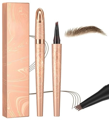 Microblading-Augenbrauenstift, 2026 Neuer Wasserfester Augenbrauenstift mit 4 Spitzen, Premium Natural Magic Augenbrauen-Make-up, Feinstrich-Konturstift (Dunkelbraun)