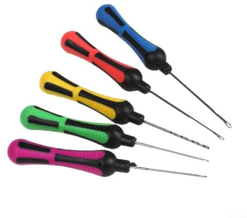 Yhenlovtt Lot de 5 aiguilles à bouillettes pour pêche à la carpe en acier à haute teneur en carbone avec aiguilles pointues antirouille pour percer des appâts et serrer les lignes