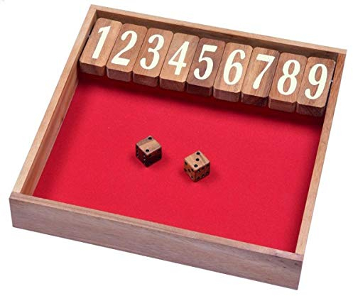LOGOPLAY Jackpot Gr. XL - Shut The Box - Klappenspiel - Würfelspiel - Gesellschaftsspiel - Spielbox aus Holz