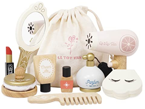 Le Toy Van - Wooden Cosmetic Set With Bag Role Play Toy | Star Beauty Bag Pretend Play Set - Suitable For 3 Years +,Multicolor,16 x 16 x 17.8 centimetres