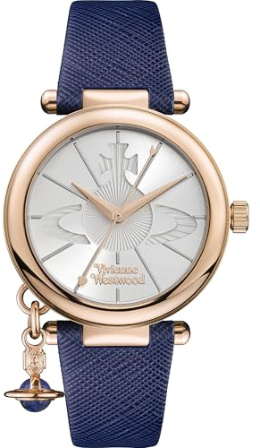 Vivienne Westwood ORB Pop Women's Quartz Watch with Silver Dial Analogue Display and Blue Leather Strap VV006RSBL