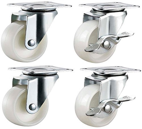 Ruote orientabili con freni, in nylon, da 40 mm, per mobili, elettrodomestici e piccole apparecchiature, carico massimo: 100 kg per set