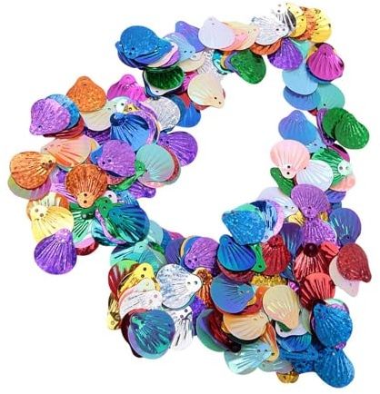 500Pcs Shell Sequins, 18X20mm Handmade DIY Shell Shape Sequins Creative Color Beads Sequins for Craft Wedding Decoration (Golden Mixed Color)