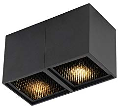 QAZQA - Design Spot I Spotlight I Deckenspot I Deckenstrahler I Strahler I Lampe I Leuchte schwarz 2-flammig-flammig - Qubo Honey I Wohnzimmer I Schlafzimmer - Aluminium Rechteckig - LED geeignet GU10